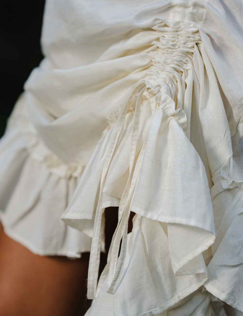 Off-White Ruffled Cotton Linen Skirt - Image 5