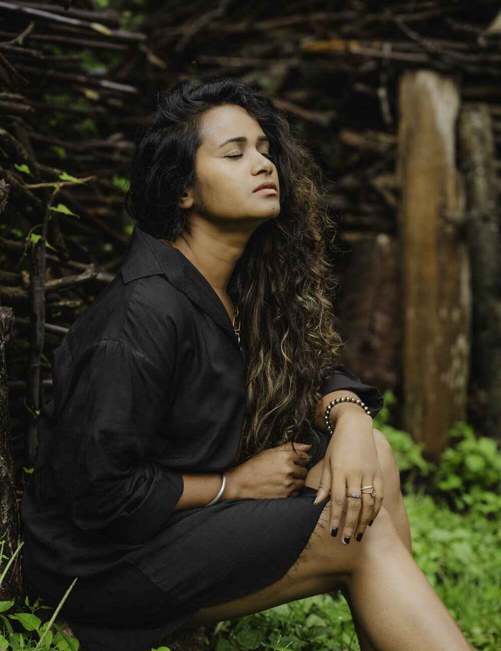 Black Linen Cotton Shirt Dress - Image 3