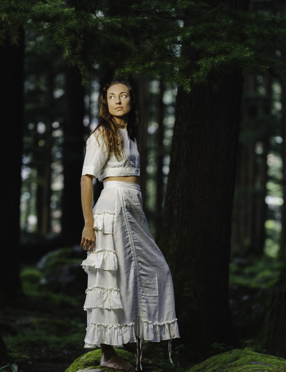 Off-White Ruffled Cotton Linen Skirt - Image 6