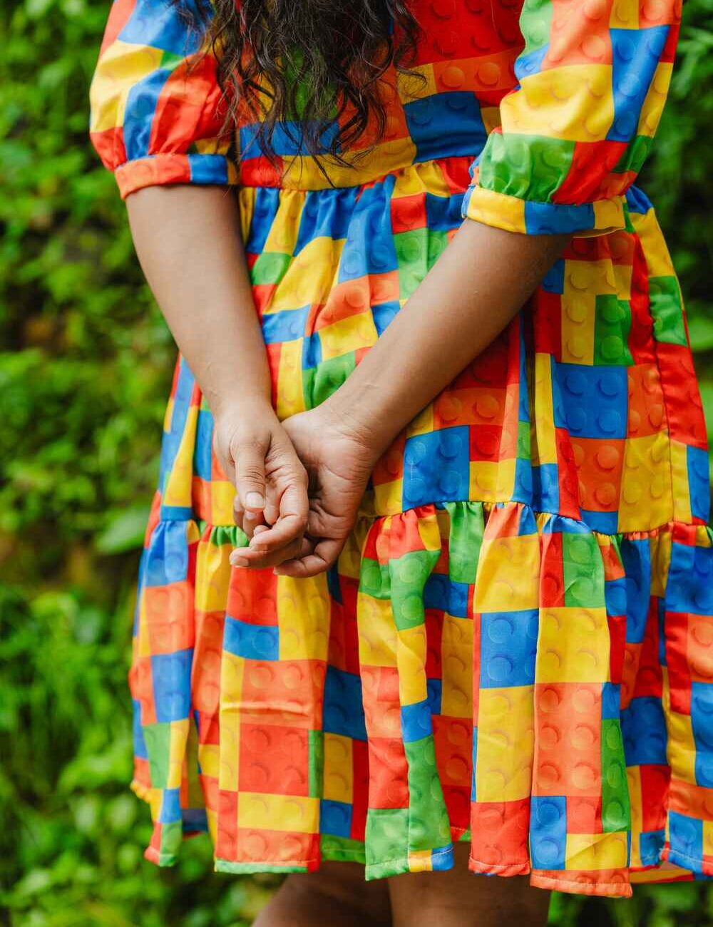 Multi-Color Baby Satin Short Dress With Full Sleeves - Image 6