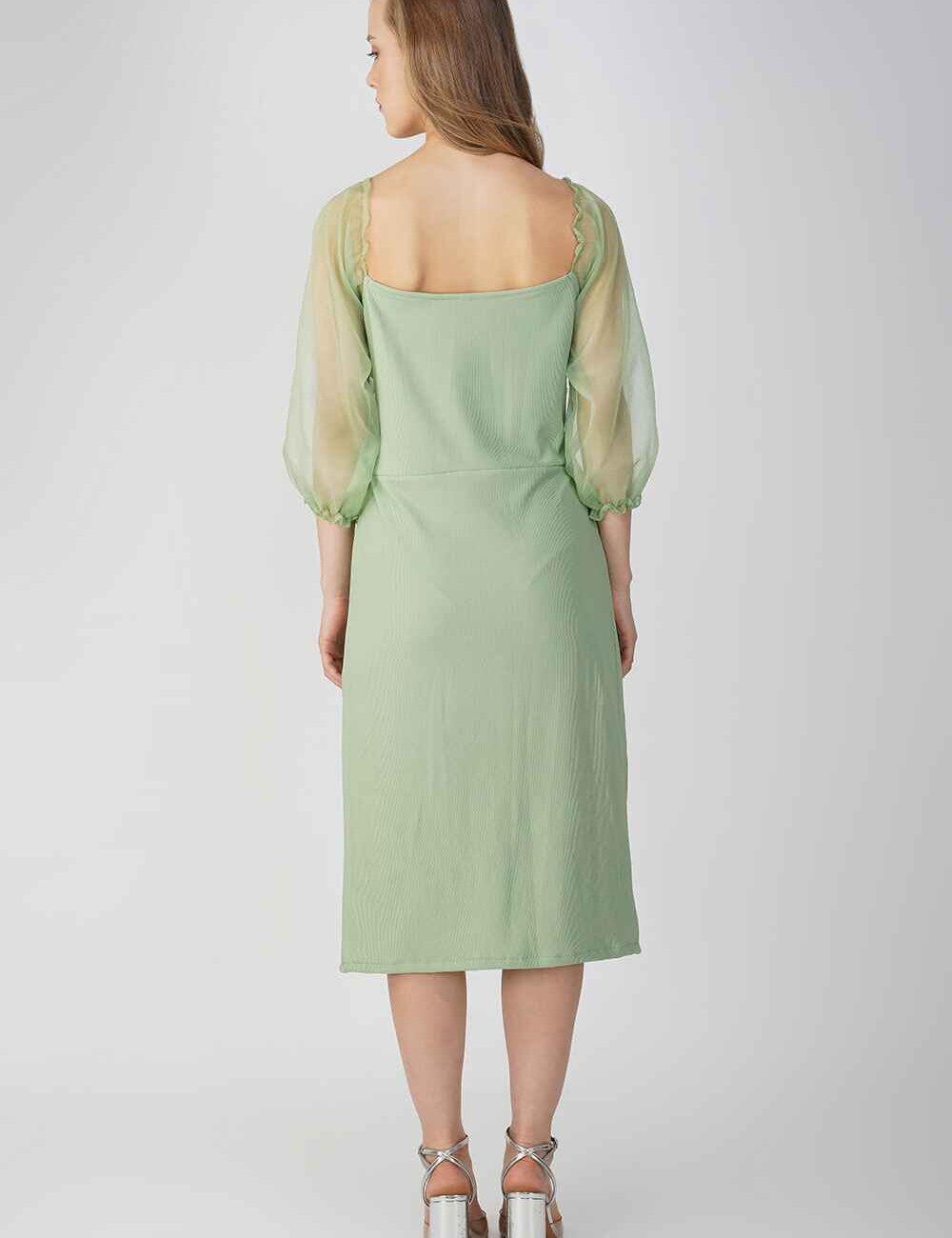 Light Green Banana Fabric Casual Dress - Image 2