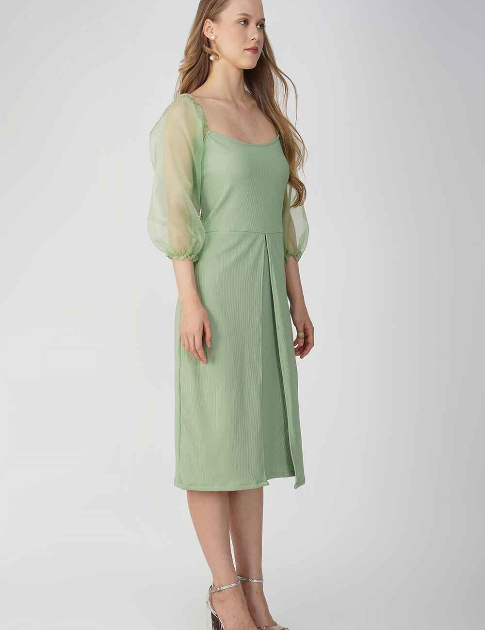 Light Green Banana Fabric Casual Dress - Image 5