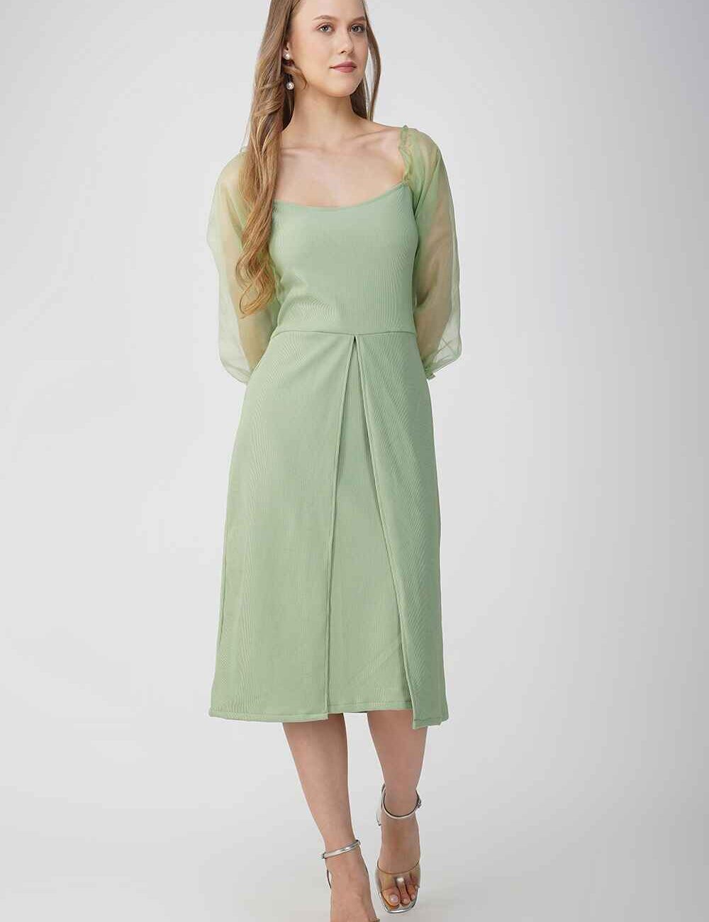 Light Green Banana Fabric Casual Dress - Image 6