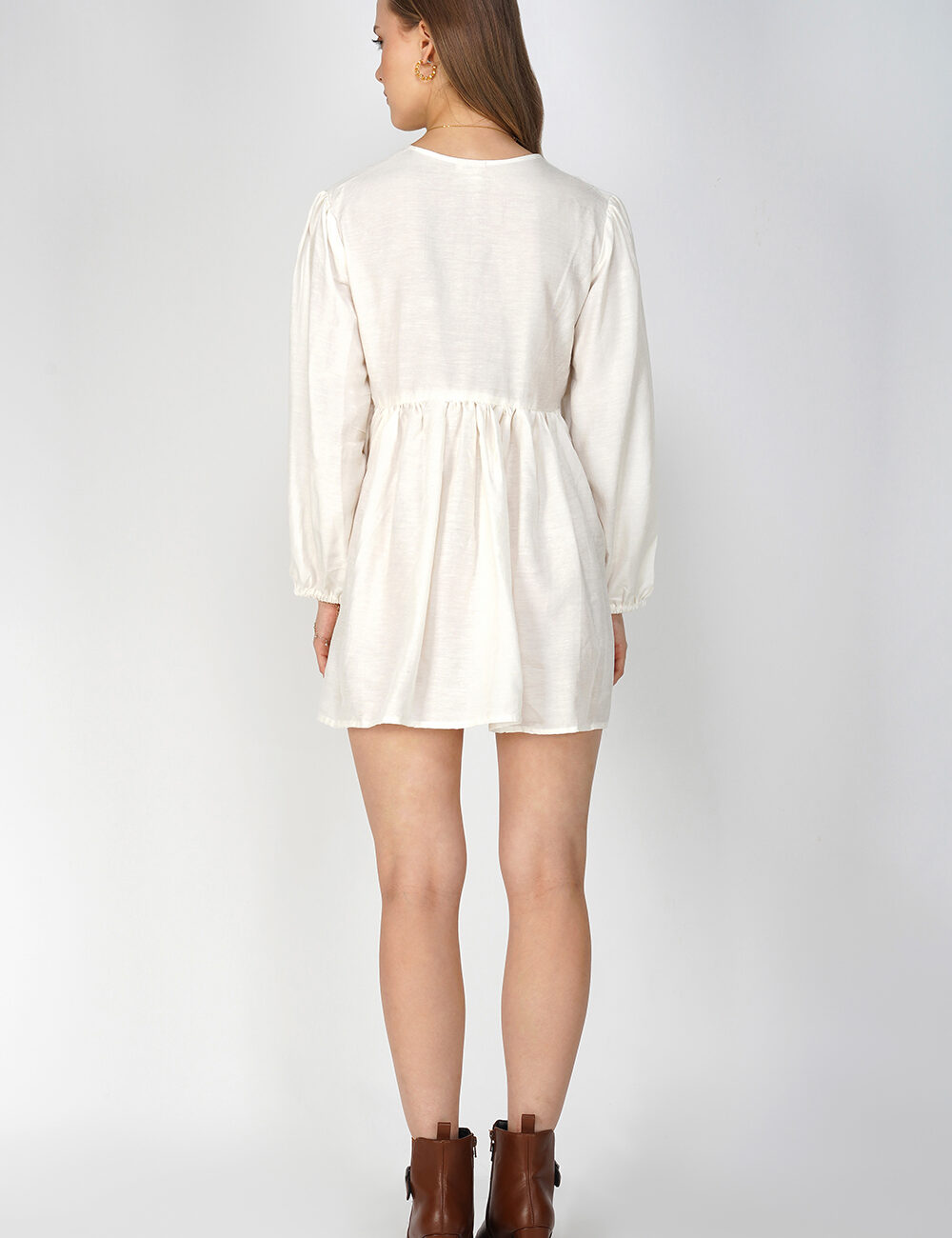 Off-White Linen Cotton Everyday Dress - Image 2
