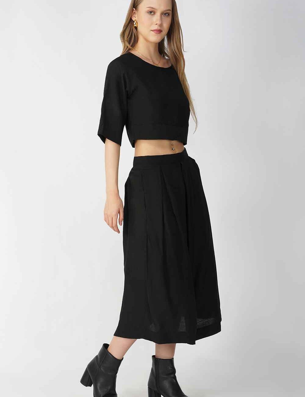 Black Cotton Linen Crop Top - Image 6