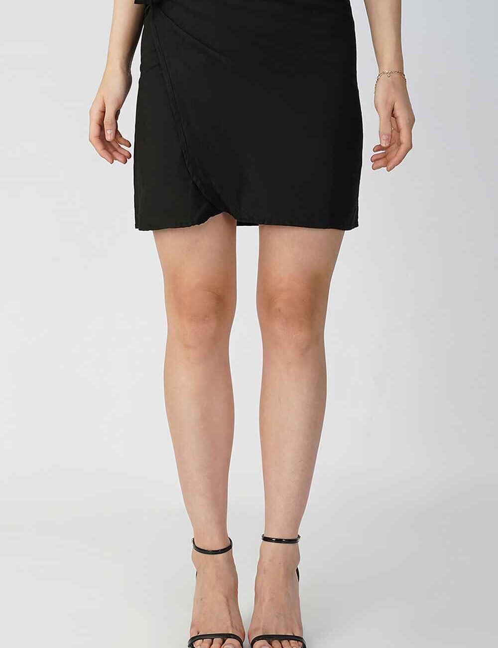 Black Cotton Linen Wrap Skirt - Image 6