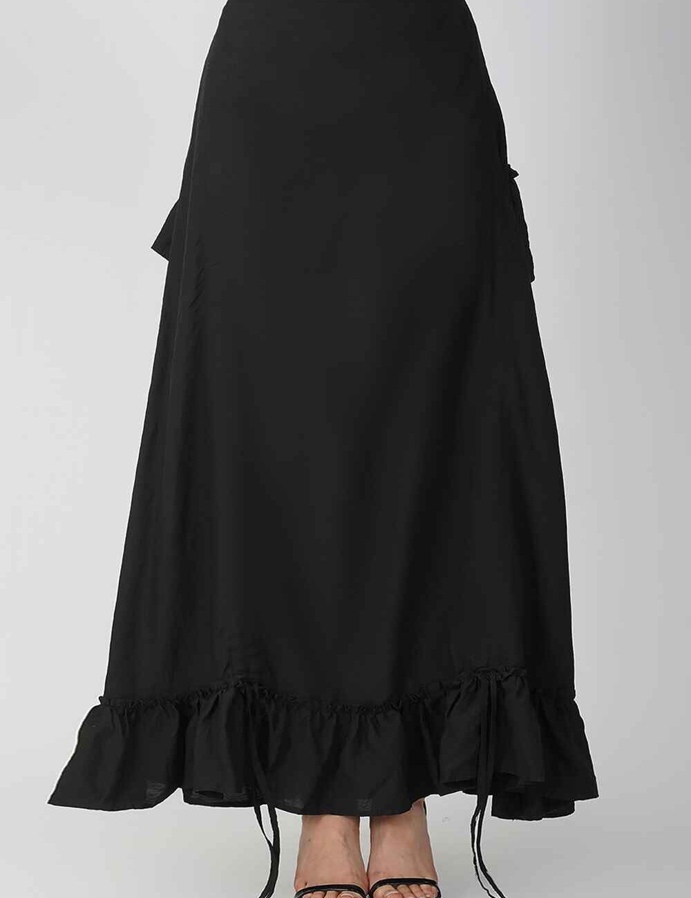 Black Cotton-Linen Multi-Style Skirt - Image 2