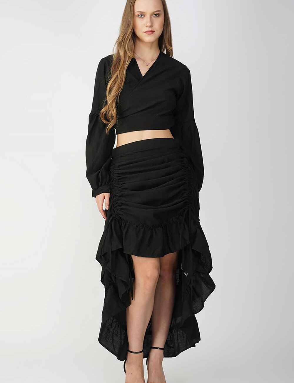 Black Cotton-Linen Multi-Style Skirt - Image 6