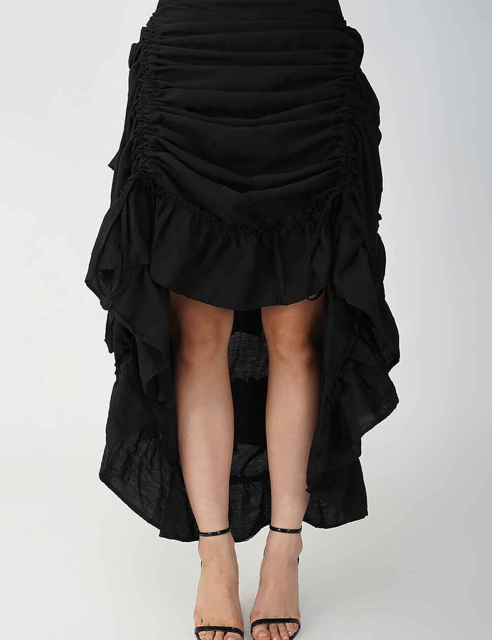 Black Cotton-Linen Multi-Style Skirt - Image 3