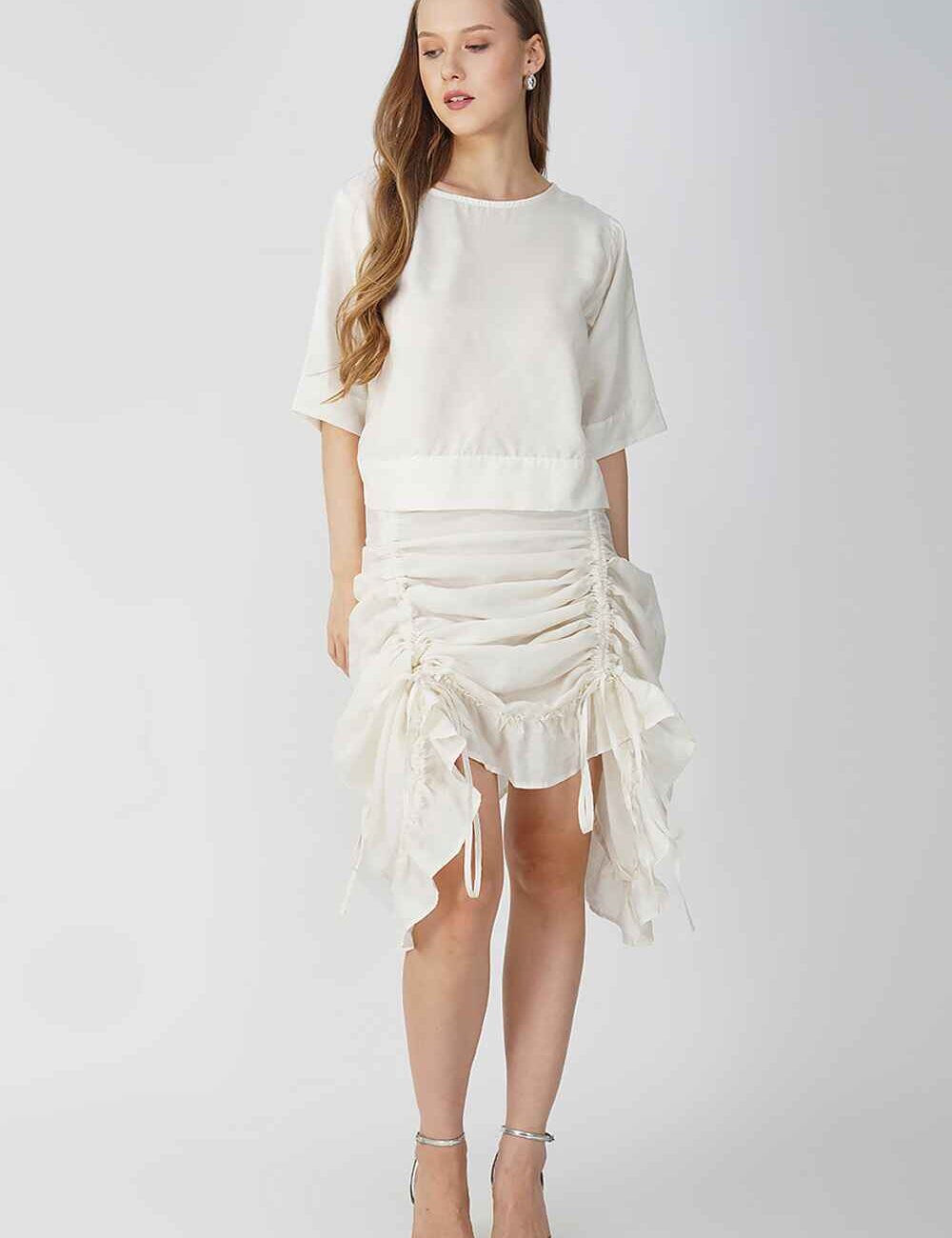 Off-White Cotton-Linen Multi-Style Skirt - Image 4