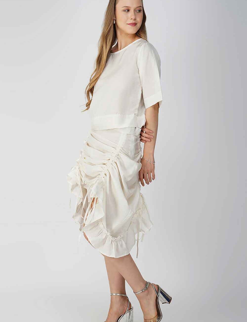 Off-White Cotton-Linen Multi-Style Skirt - Image 5