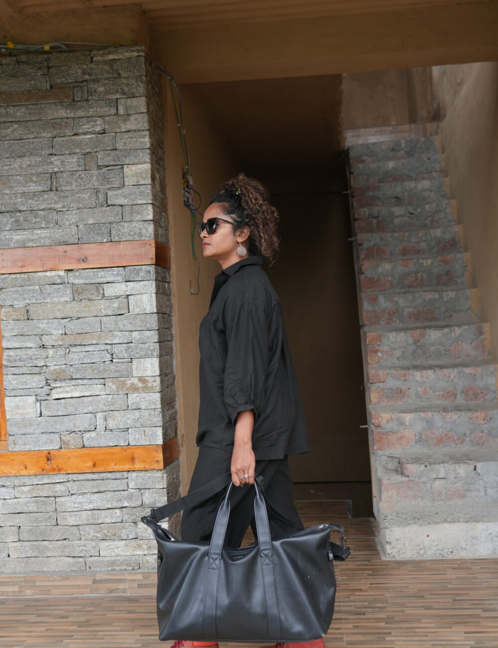 Black Linen Cotton Coord Set