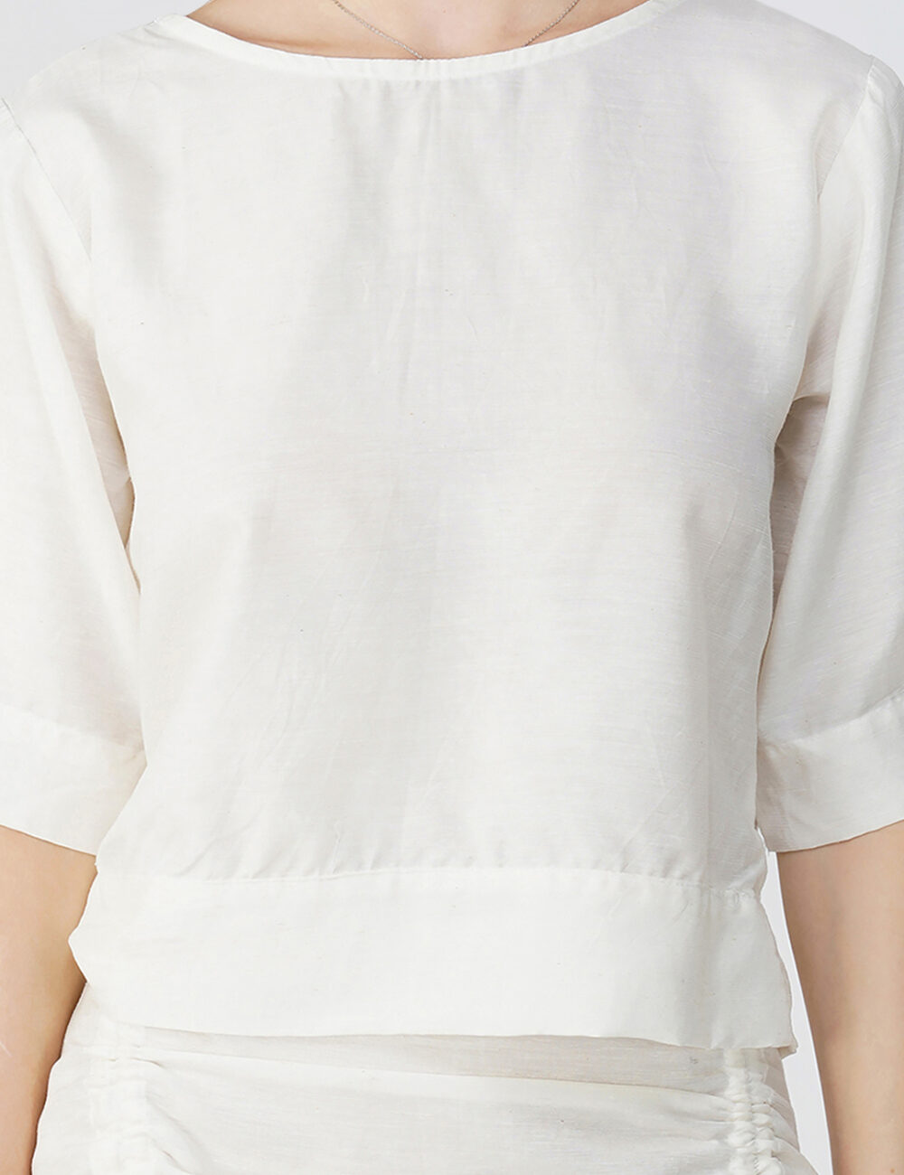 Off-White Cotton Linen Boxy Top - Image 2