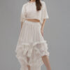 Convertible Soft Net Ruffled Skirt with Lace Details