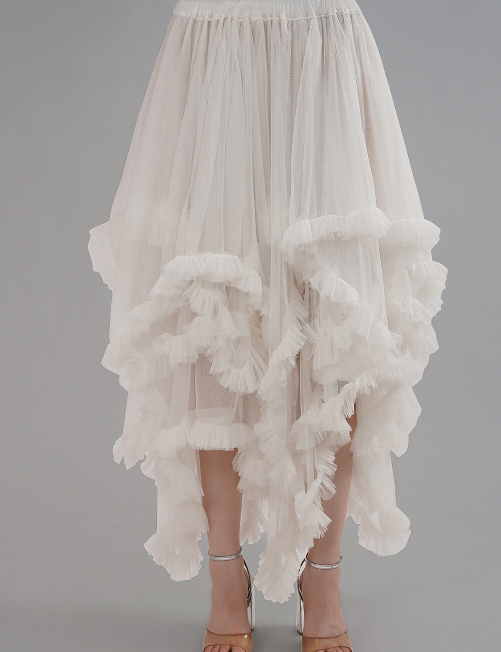 Convertible Soft Net Ruffled Skirt with Lace Details - Image 4